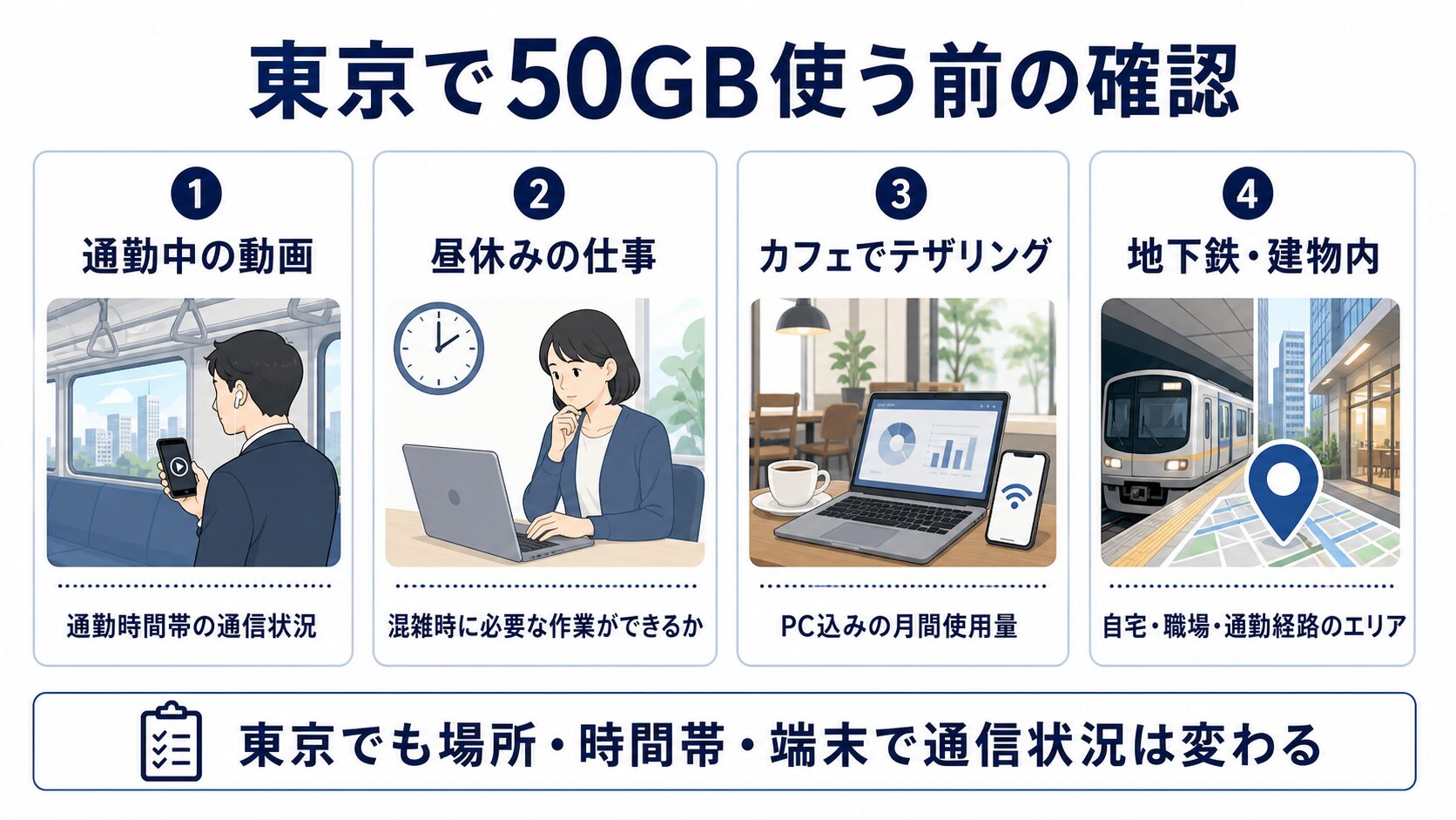 東京で月50GB使う前に確認する4つの場面