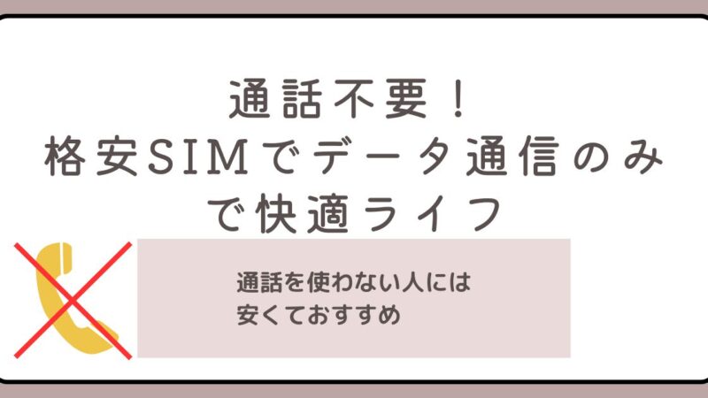 通話不要！格安SIMでデータ通信のみの快適ライフ 