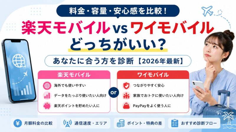 楽天モバイルvsワイモバイルどっちがいい？あなたに合う方を診断【2026年最新】