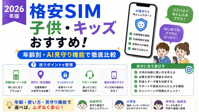 子供向け格安SIMおすすめ2026年版｜年齢別・AI見守り機能で徹底比較