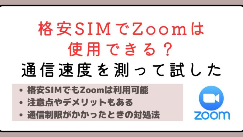 格安SIMでZoomは使用できる？通信速度を測って試してみた 