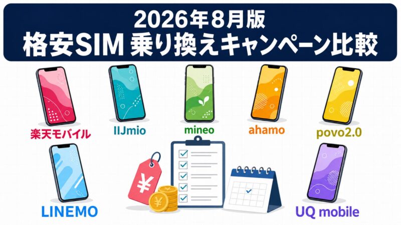 【2026年8月版】格安SIM乗り換えキャンペーン比較｜主要7社の特典と注意点 