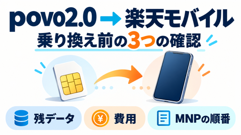 povo2.0から楽天モバイルへ乗り換える方法｜残データ・費用・開通手順 