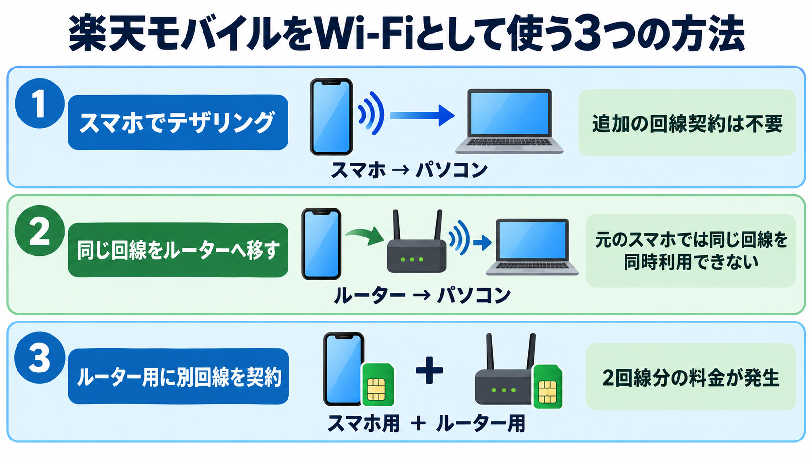 スマホでテザリング、同じ回線をルーターへ移す、ルーター用に別回線を契約する3方式の違い